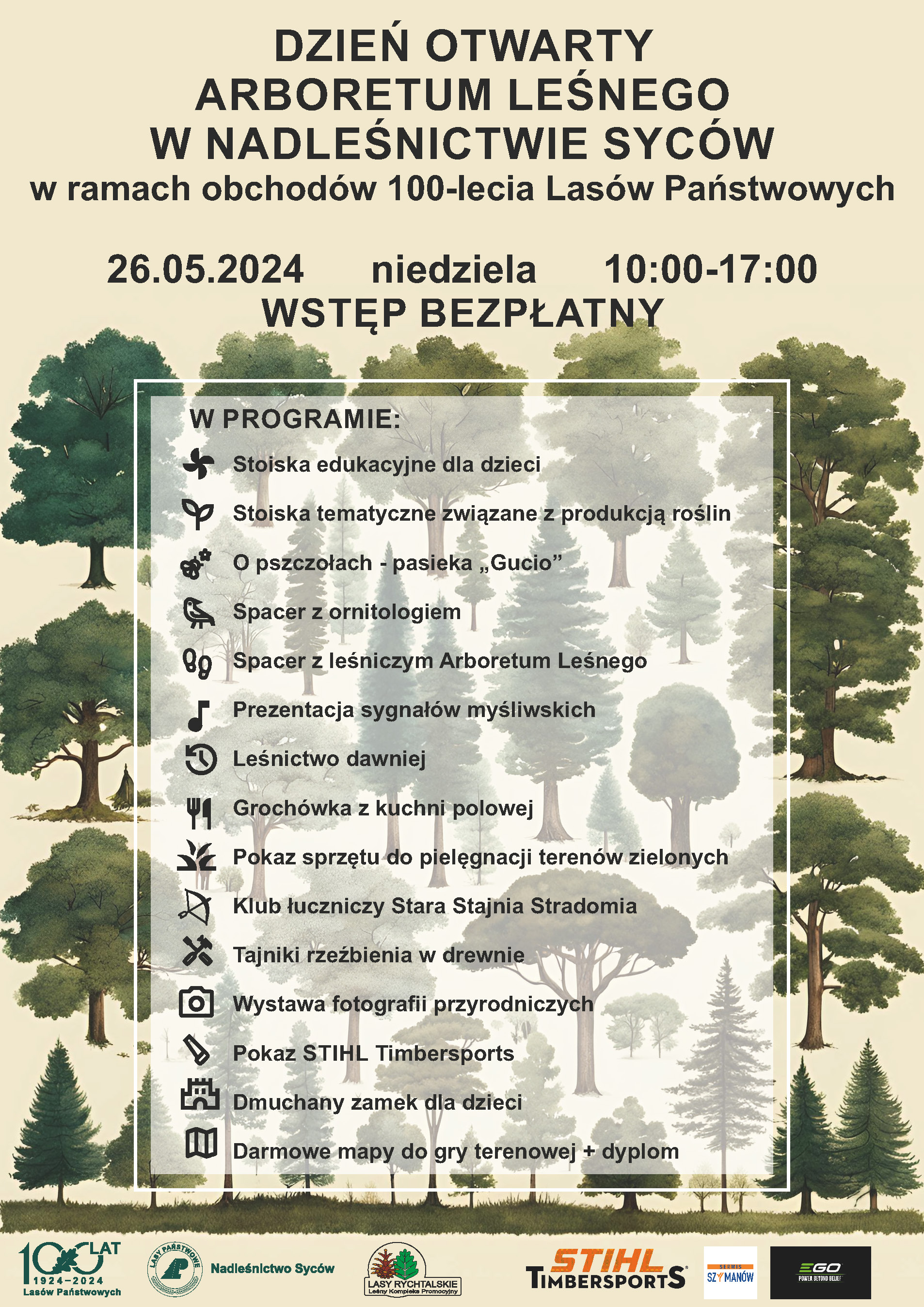Plakat na Dzień Otwarty Arboretum Leśnego